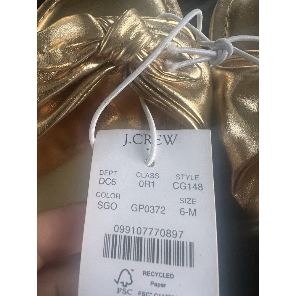 NWT J.CREW Women's Bow flip-flops  Sunkissed Gold Size 6M - Picture 3 of 4